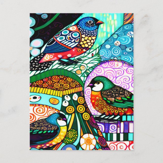 Bold Pattern Modern BIRDS Postcard (Front)