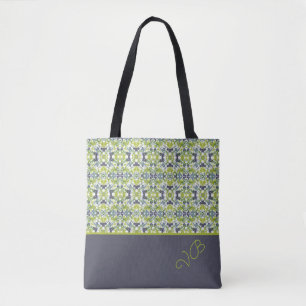 Bold Pattern Monogrammed Tote Bag