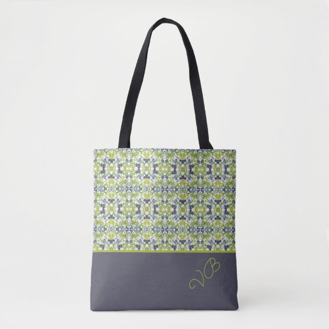 Bold Pattern Monogrammed Tote Bag (Front)