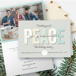 Bold Peace Joy Prosperity Modern Holiday Greetings Card