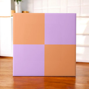 Bold Peach Purple Chequerboard Modern Minimalist  Tile