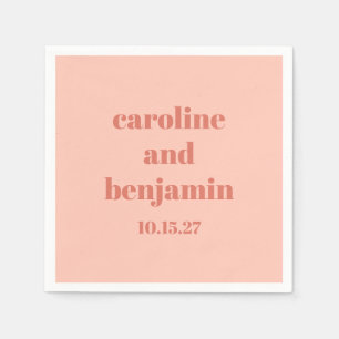 Bold Peach Rust Chic Modern Wedding Custom Napkin