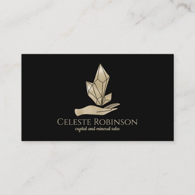 Bold Pearl Crystal Hand Boho Custom Gem Logo Business Card (Front)