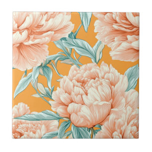 Bold  Peonies Ceramic Tiles  For Bath Accent