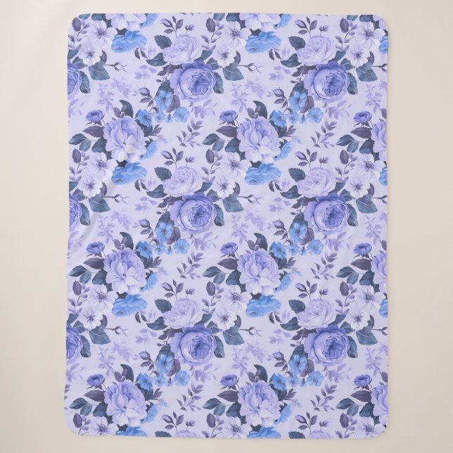 Bold periwinkle statement colour sherpa blanket (Front)