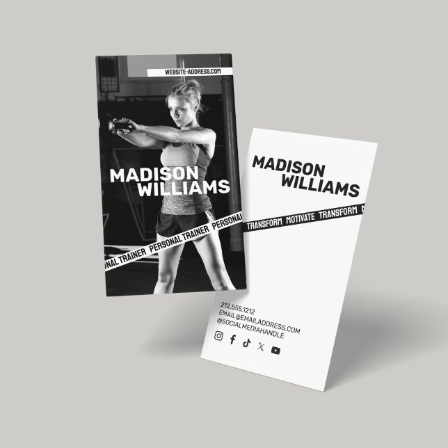 Bold Personal Trainer Photo Business Card (Creator Uploaded)