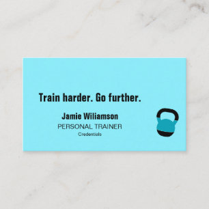 Bold Personal Trainer Tagline QR Electric Blue Business Card