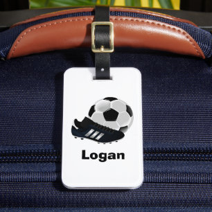 Bold Personalised Soccer Luggage Tag