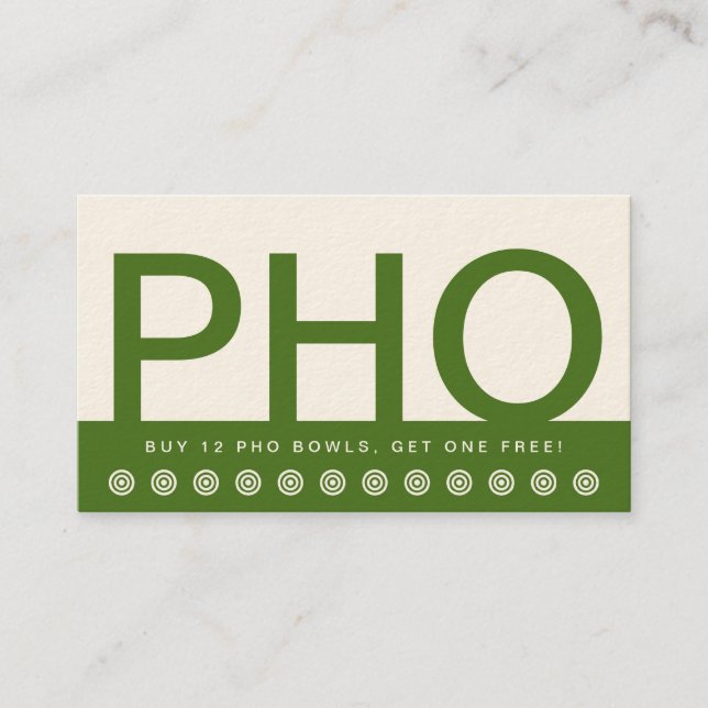 bold PHO BOWLS customer loyalty card (Front)