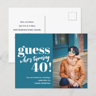 Bold Photo 40th Birthday Invitation Postcard