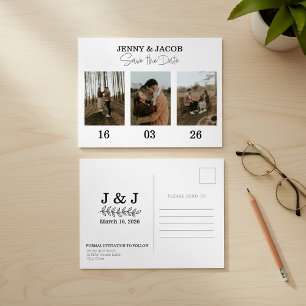 Bold Photo Collage dates Save the Date Postcard