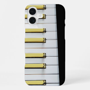 Bold Piano Key Design with Gold Accents iPhone 16 Plus Case