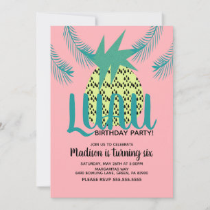 Bold Pineapple Luau Tropical Birthday Party Invitation