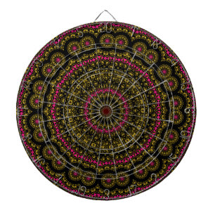 Bold Pink and Black Kaleidoscoope Dartboard