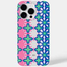 Bold Pink and Blue Geometric Pattern with Name