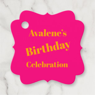 Bold Pink and Bright Orange Birthday Celebration  Favour Tags