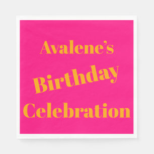 Bold Pink and Bright Orange Birthday Celebration  Napkin