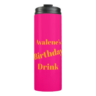 Bold Pink and Bright Orange Birthday Celebration  Thermal Tumbler