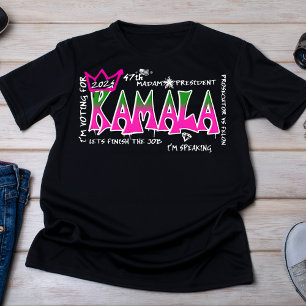 Bold Pink and Green Kamala 2024 Graffiti T-Shirt