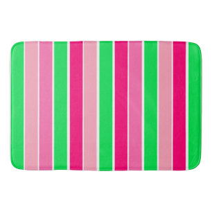 Bold Pink and Green Stripes  Bath Mat