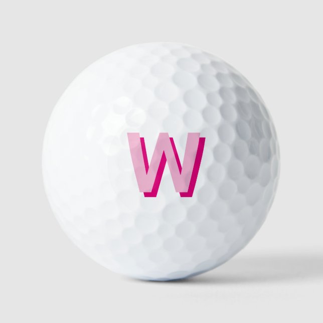 Bold Pink and Hot Pink Initial Monogram Golf Balls (Front)