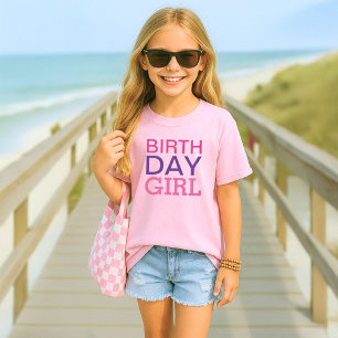Bold Pink and Purple Birthday Girl Kids T-Shirt