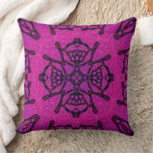 Bold Pink and Purple Geometric Pattern Cushion