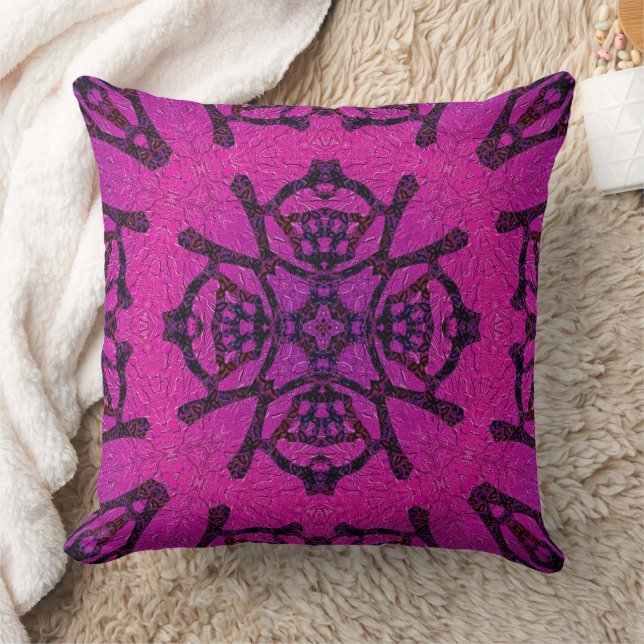 Bold Pink and Purple Geometric Pattern Cushion (Blanket)