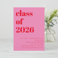 Bold Pink and Red Class of 2026 Graduation Party