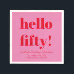 Bold Pink and Red Modern 50th Birthday Custom Napkin<br><div class="desc">Bold Typography Pink and Red Modern 50th Birthday Custom Napkins</div>
