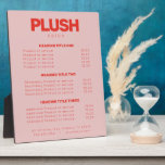 Bold Pink and Red Modern Salon Services Price List Plaque<br><div class="desc">Bold pink and red modern salon services price list easel is an elegant pricing sign designed with a candy blush pink background and contemporary designer typography. Perfect for any salon owner, stylist, cosmetologist, hairstylist, make up artist, interior designer, event planner or lash professional. To make changes to the layout, enter...</div>