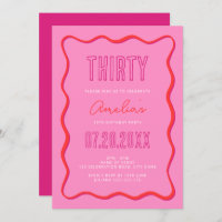Bold Pink and Red with Wavy Border 30th