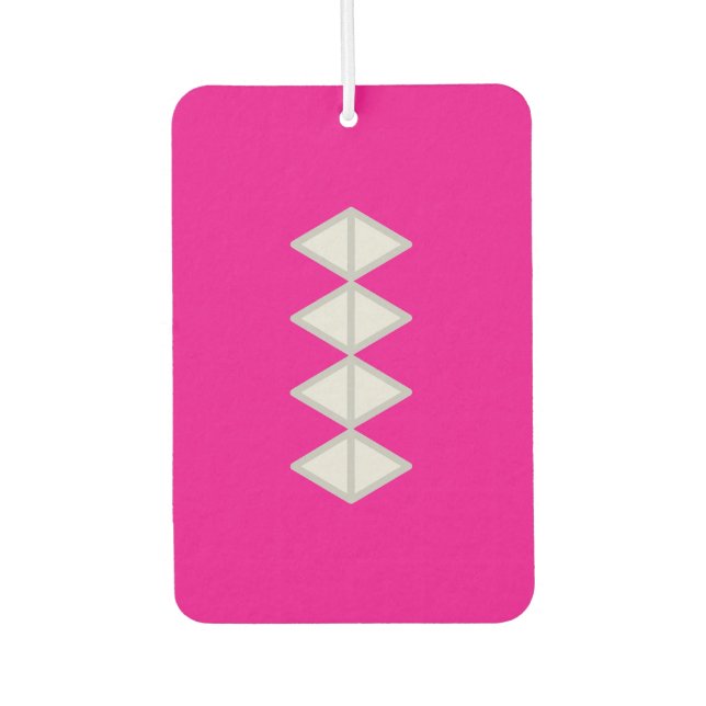 Bold pink and white car air freshener (Front)