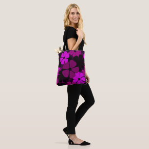 Bold Pink Art Deco Floral Pattern Tote Bag
