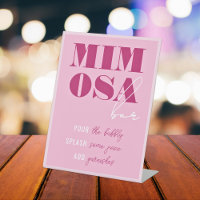 Bold Pink Bachelorette Mimosa Bar Pedestal Sign