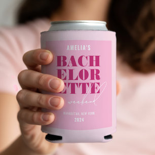Bold Pink Bachelorette Weekend Can Cooler