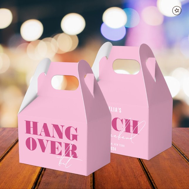 Bold Pink Bachelorette Weekend Hangover Kit Favour Box (Creator Uploaded)