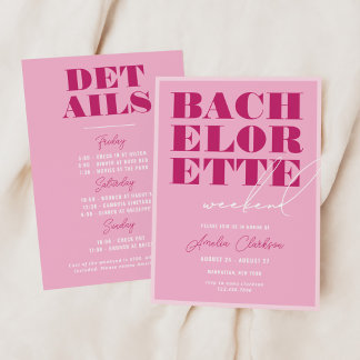 Bold Pink Bachelorette Weekend Invitation