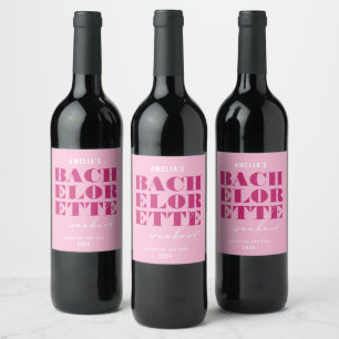 Bold Pink Bachelorette Weekend Wine Label