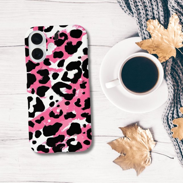 Bold Pink Black Leopard Cheetah Animal Print Case-Mate iPhone Case (Bold Pink Black Leopard Cheetah Animal Print iPhone case for iPhone 16 15 14 13 12 11)