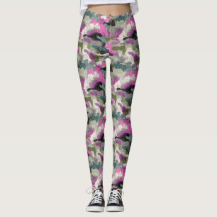 Bold Pink Camo Patterned  Leggings