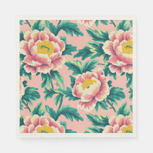 Bold Pink Chinoiserie Floral Paper Napkin