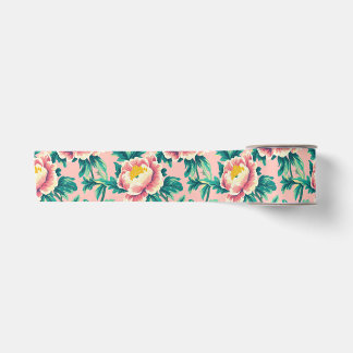 Bold Pink Chinoiserie Floral Satin Ribbon