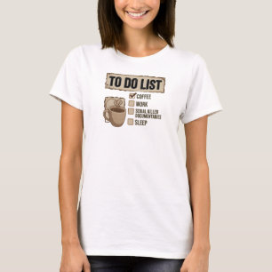 Bold Pink COFFEE WORK TRUE CRIME Art Composition T-Shirt