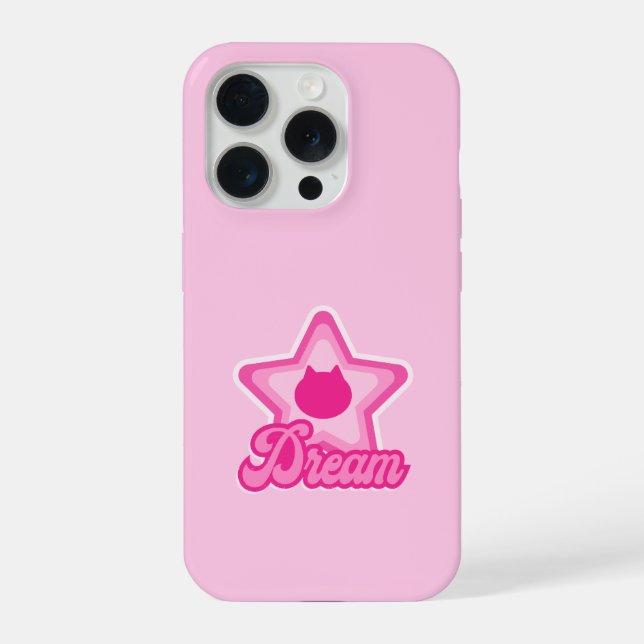 Bold Pink Dreamy Cat iPhone Case (Back)