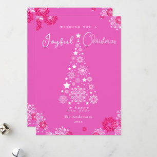 Bold Pink Festive Calligraphy Merry Christmas Holiday Card