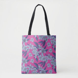 Bold Pink Floral Shoulder Tote Bag