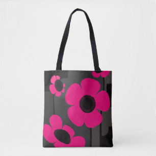 Bold Pink Floral Tote Bag Modern Art Deco Flower