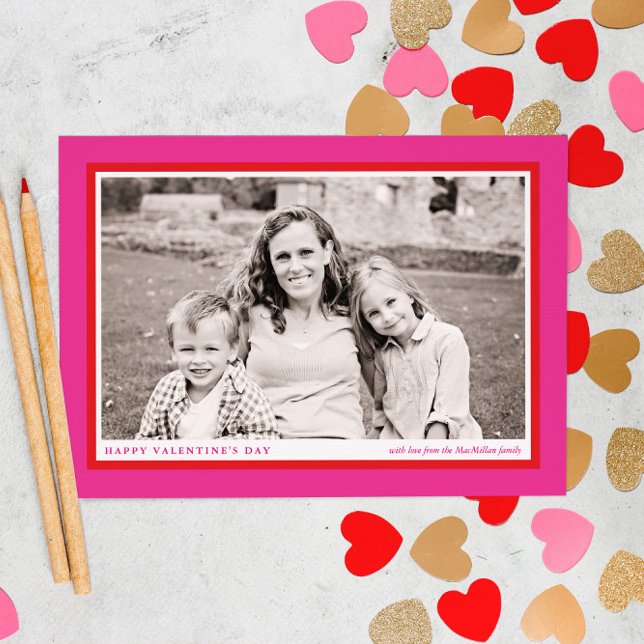 Bold Pink Frame Valentine's Day Photo Card (Creator Uploaded)