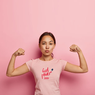 Bold Pink Girl Power Slim Fit T-Shirt